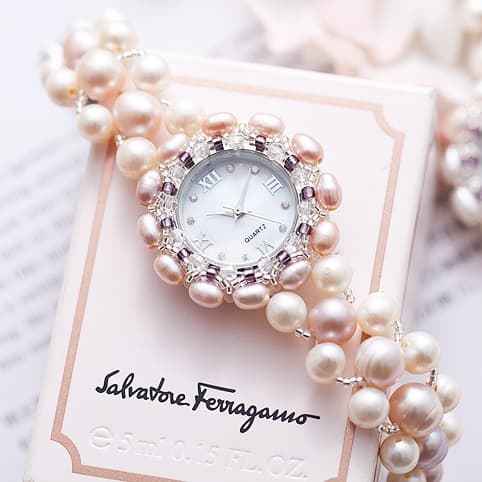 The Lumina Aura Watch Genuine Healing Crystal & Mother of Pearl Bracelet Timepiece