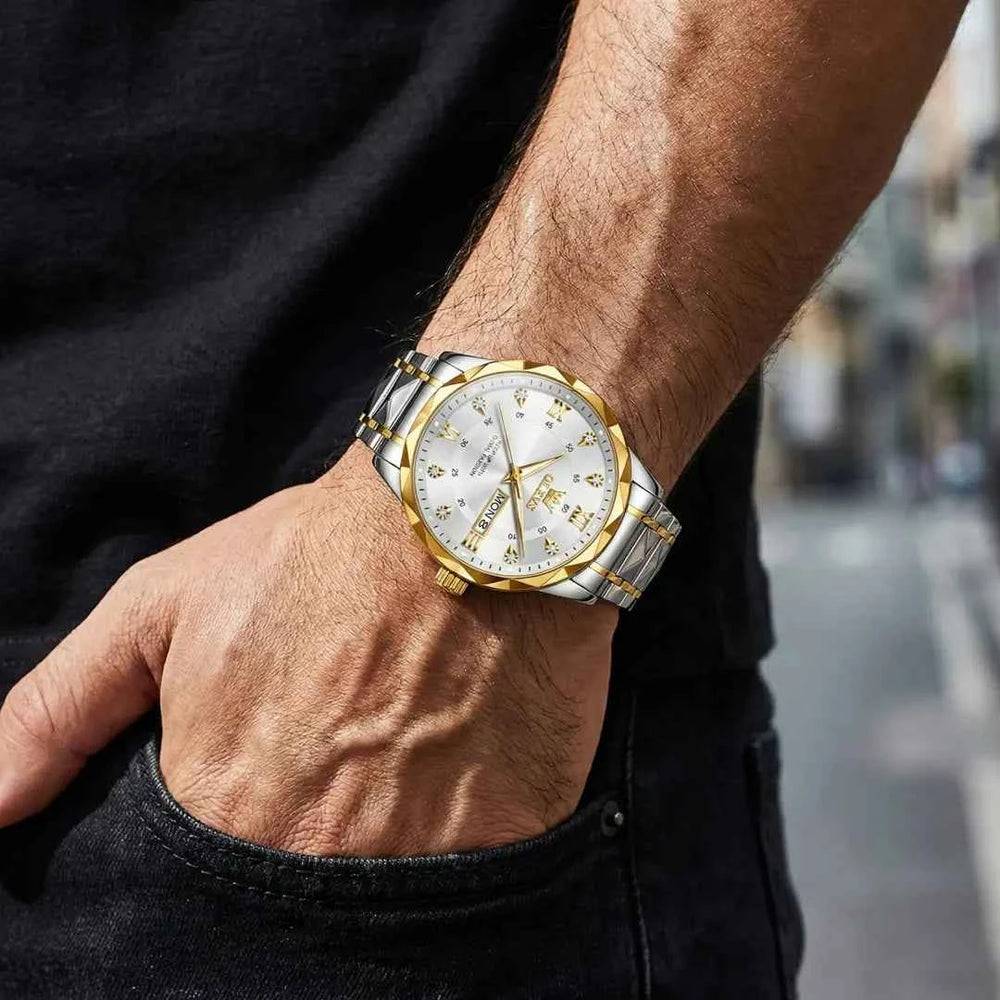 The Royal Diamond Executive | 3D Faceted Crystal & Gold Steel