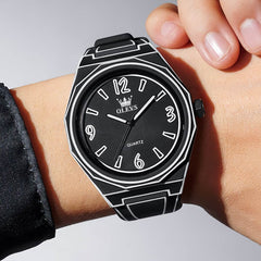 OLEVS 1018 Comic Style Quartz Silicone Watch for Men - Black Watch | Olevs Watch Store