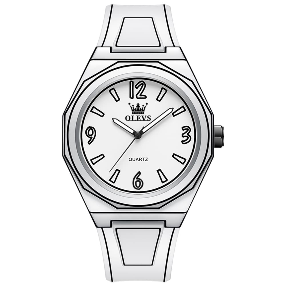 OLEVS 1018 Comic Style Quartz Silicone Watch for Men - Black Watch | Olevs Watch Store