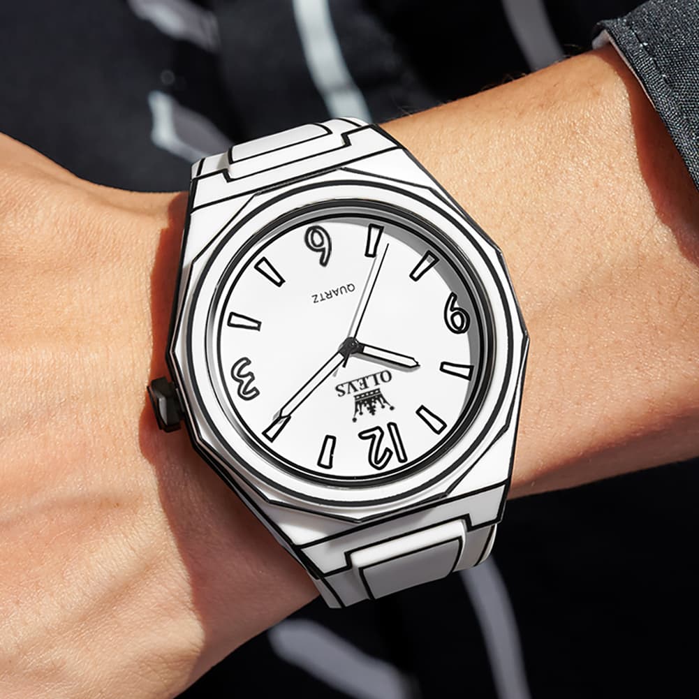 OLEVS 1018 Comic Style Quartz Silicone Watch for Men - Black Watch | Olevs Watch Store