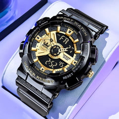 OLEVS 1102 Rugged Dual Display Digital Sport Watch for Men - Black White Watch | Olevs Watch Store
