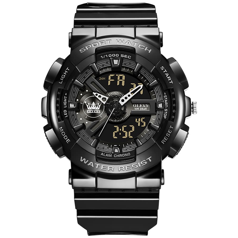 OLEVS 1102 Rugged Dual Display Digital Sport Watch for Men - Black White Watch | Olevs Watch Store
