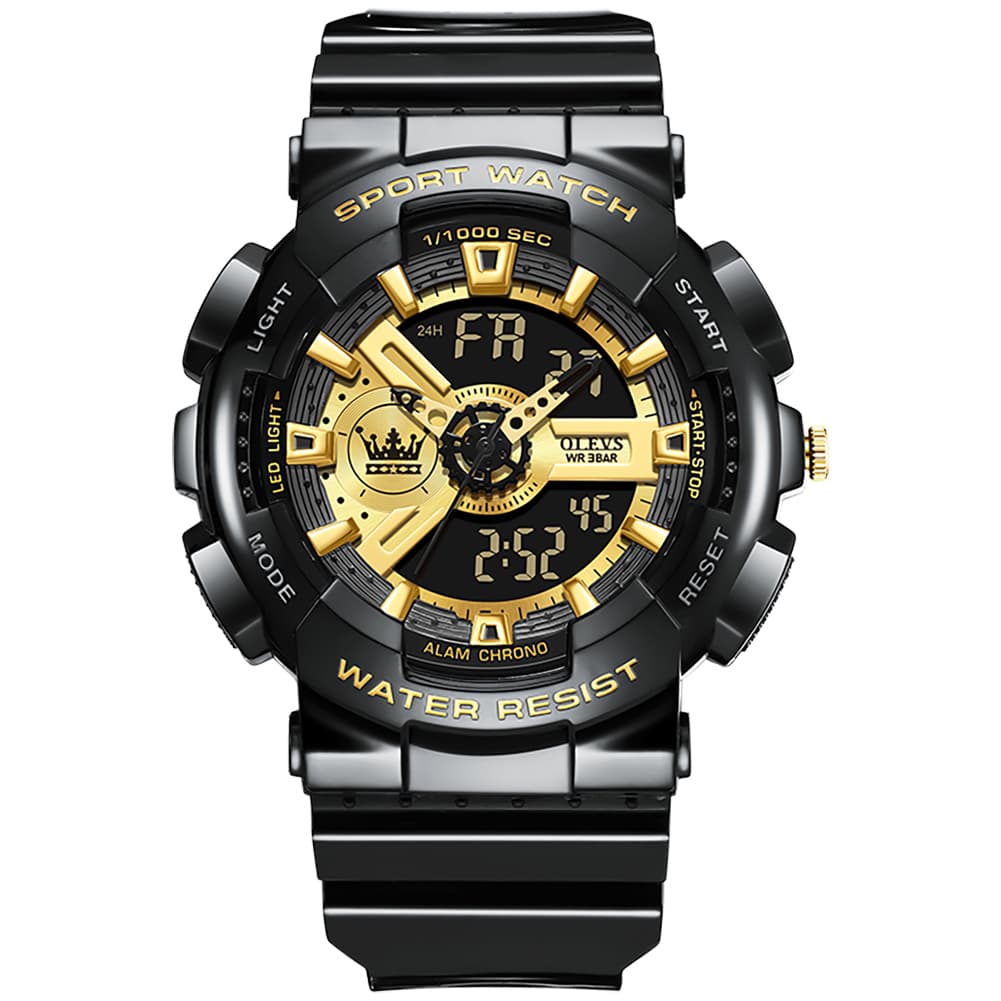OLEVS 1102 Rugged Dual Display Digital Sport Watch for Men - Black White Watch | Olevs Watch Store