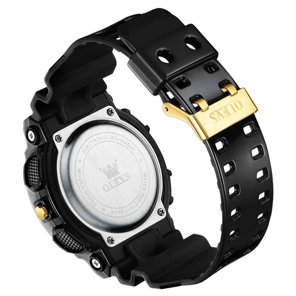 OLEVS 1102 Rugged Dual Display Digital Sport Watch for Men - Black White Watch | Olevs Watch Store