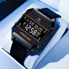 OLEVS 1103 Square Digital Streetwear Sport Watch for Men - AllBlack Watch | Olevs Watch Store