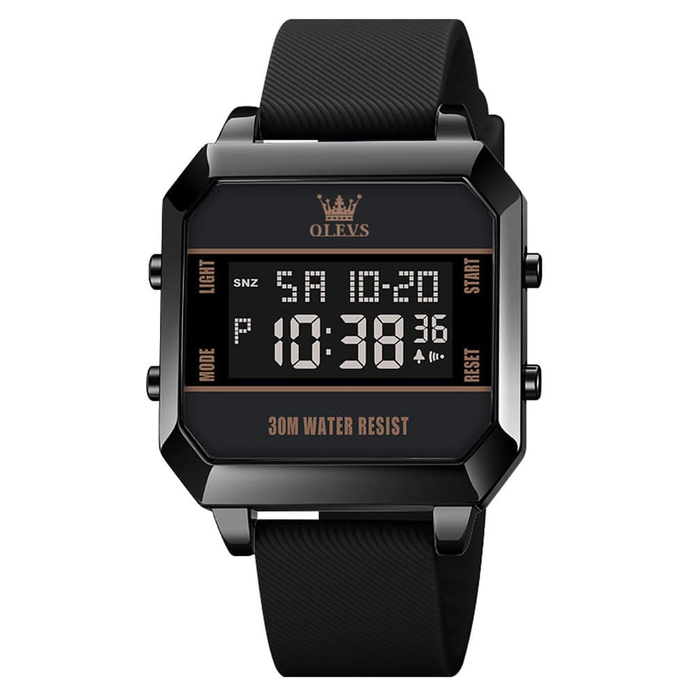OLEVS 1103 Square Digital Streetwear Sport Watch for Men - AllBlack Watch | Olevs Watch Store