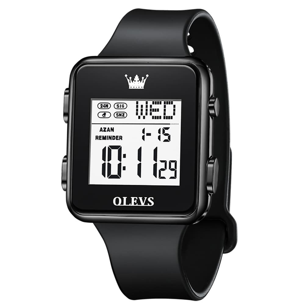 OLEVS 1105 Sleek Retro Digital Sport Watch for Men - All Black Watch | Olevs Watch Store