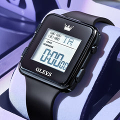 OLEVS 1105 Sleek Retro Digital Sport Watch for Men - All Black Watch | Olevs Watch Store