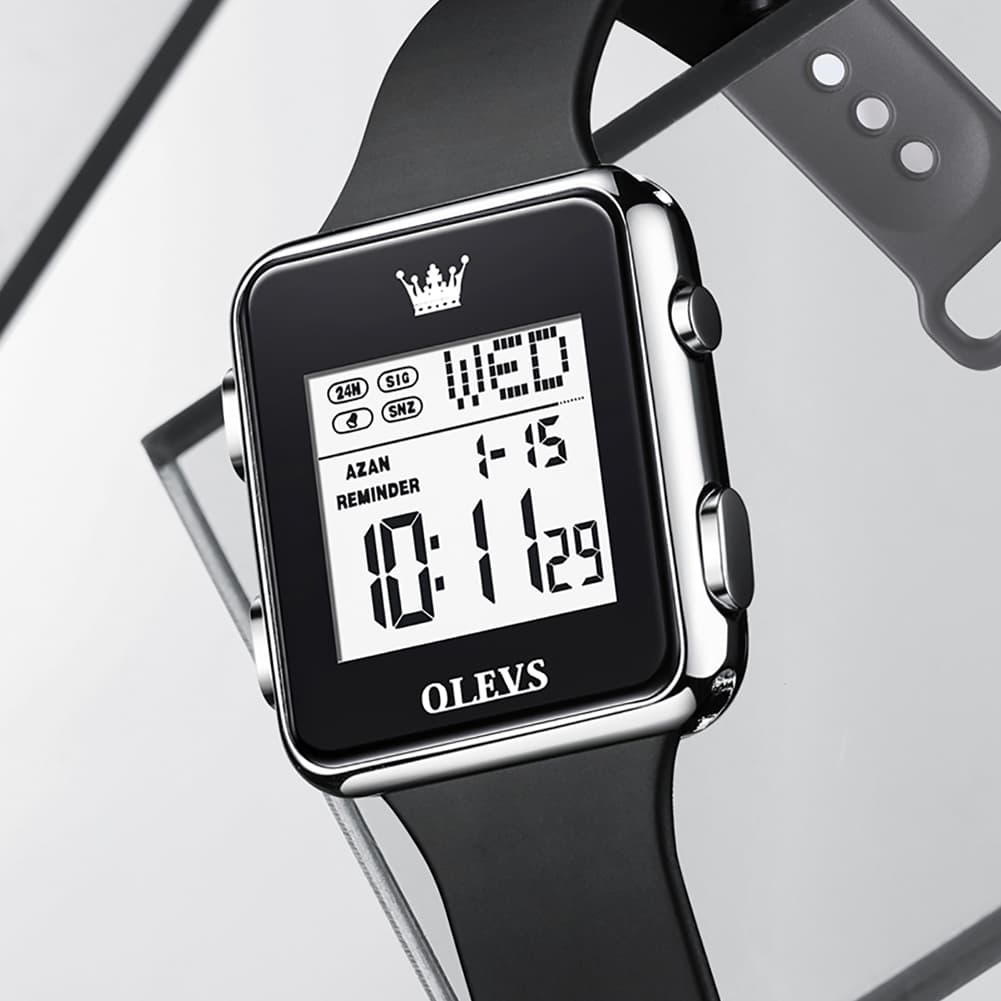 OLEVS 1105 Sleek Retro Digital Sport Watch for Men - All Black Watch | Olevs Watch Store