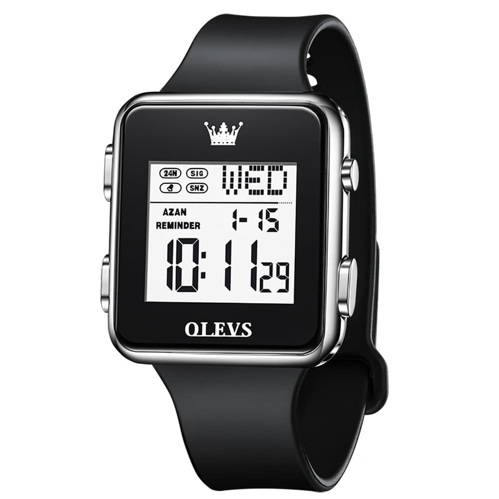 OLEVS 1105 Sleek Retro Digital Sport Watch for Men - All Black Watch | Olevs Watch Store
