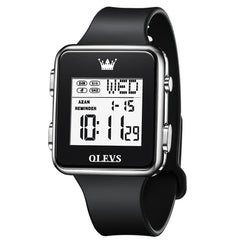 OLEVS 1105 Sleek Retro Digital Sport Watch for Men - All Black Watch | Olevs Watch Store