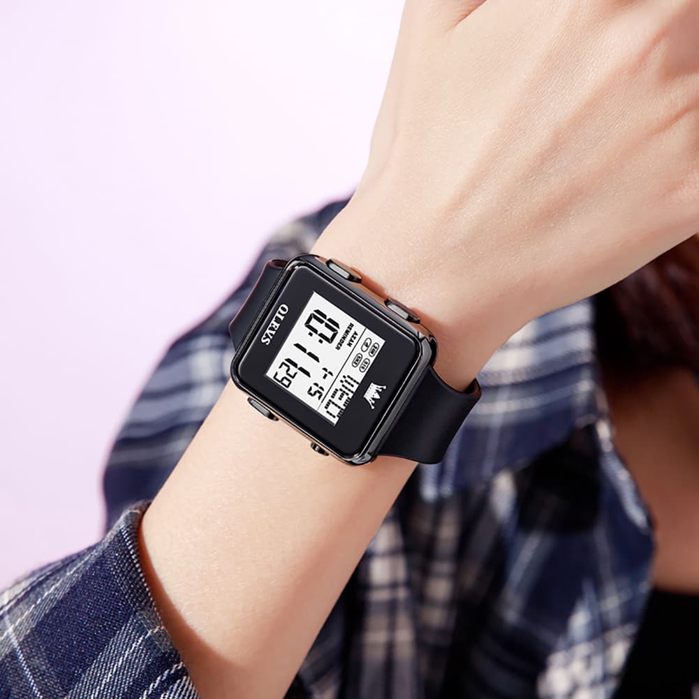 OLEVS 1105 Sleek Retro Digital Sport Watch for Men - All Black Watch | Olevs Watch Store