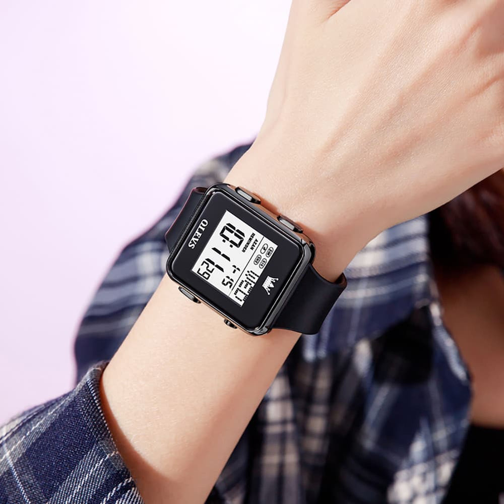 OLEVS 1105 Sleek Retro Digital Sport Watch for Men - All Black Watch | Olevs Watch Store