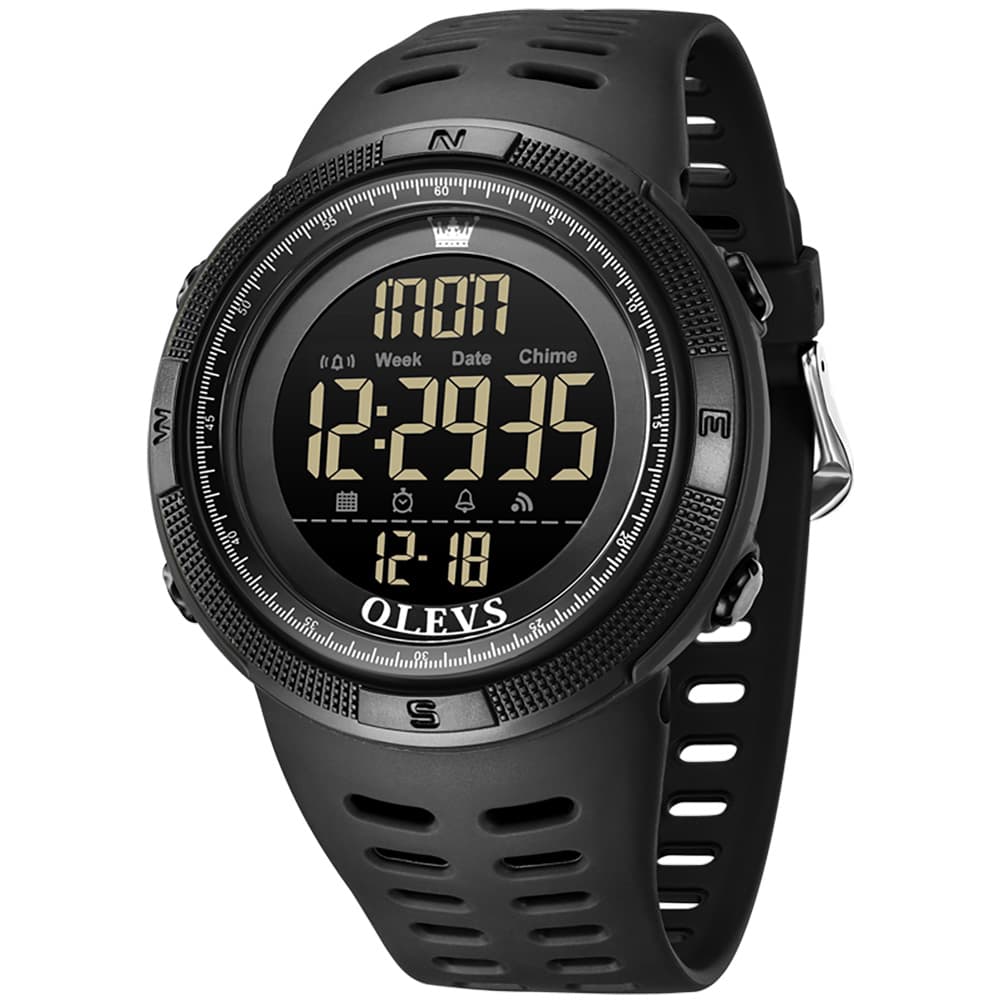 OLEVS 1109 Tactical Digital Sport Watch for Men - All Black Watch | Olevs Watch Store