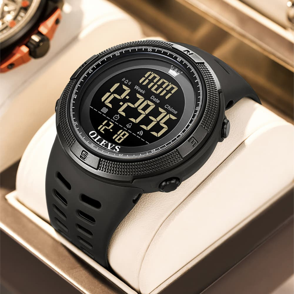OLEVS 1109 Tactical Digital Sport Watch for Men - All Black Watch | Olevs Watch Store
