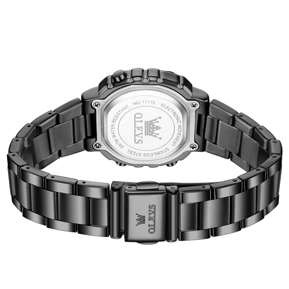 black bracelet folding clasp and case back - OLEVS 1111