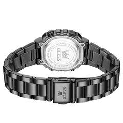 black bracelet folding clasp and case back - OLEVS 1111