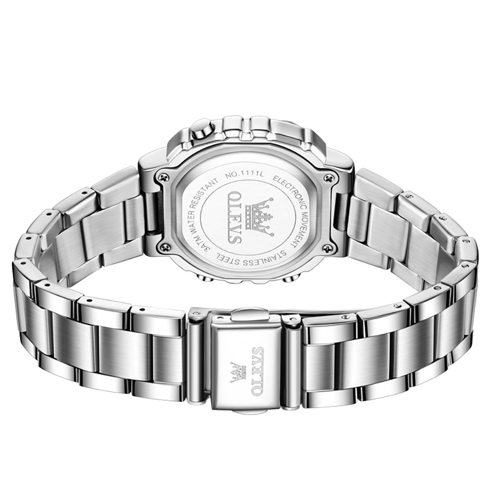 silver bracelet folding clasp and case back - OLEVS 1111