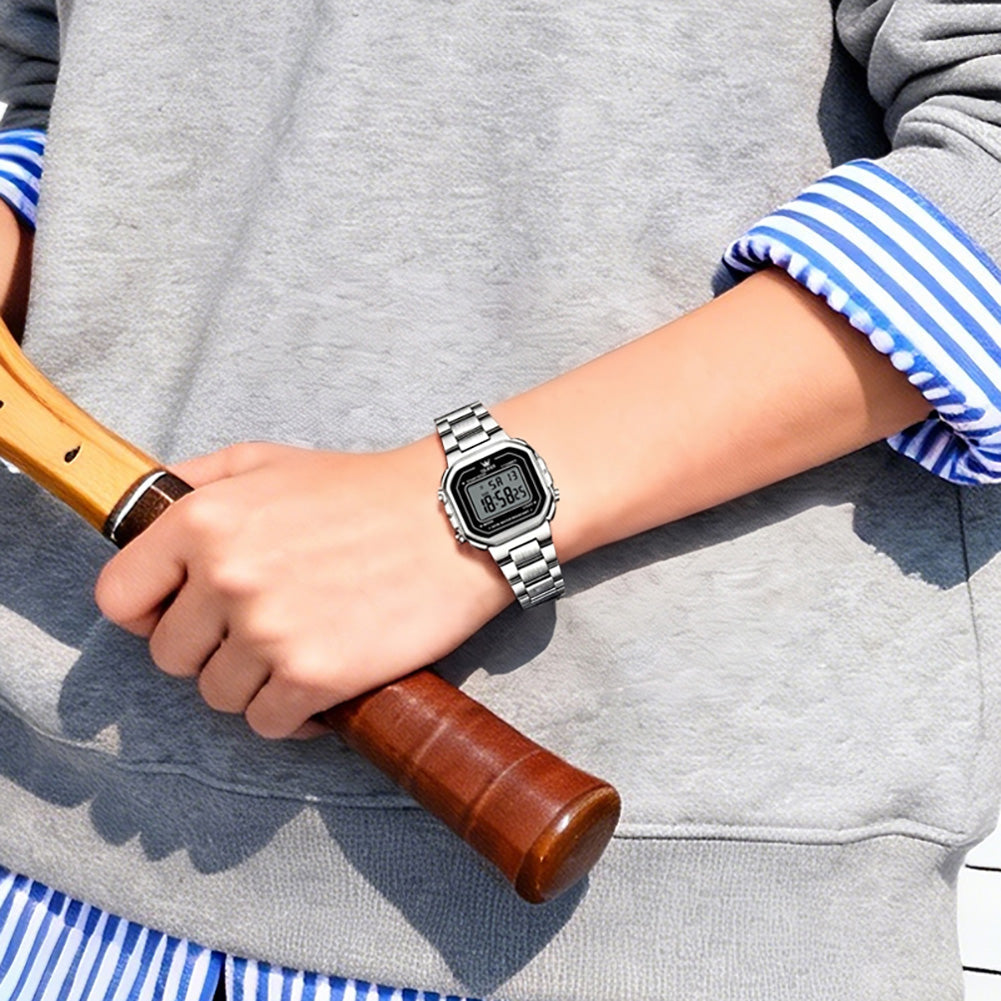 silver digital watch wrist styling - OLEVS 1111