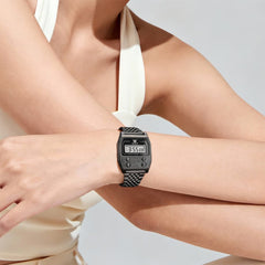 OLEVS 1113 Vintage Retro Digital Steel Watch for Men Women - All Black Watch | Olevs Watch Store