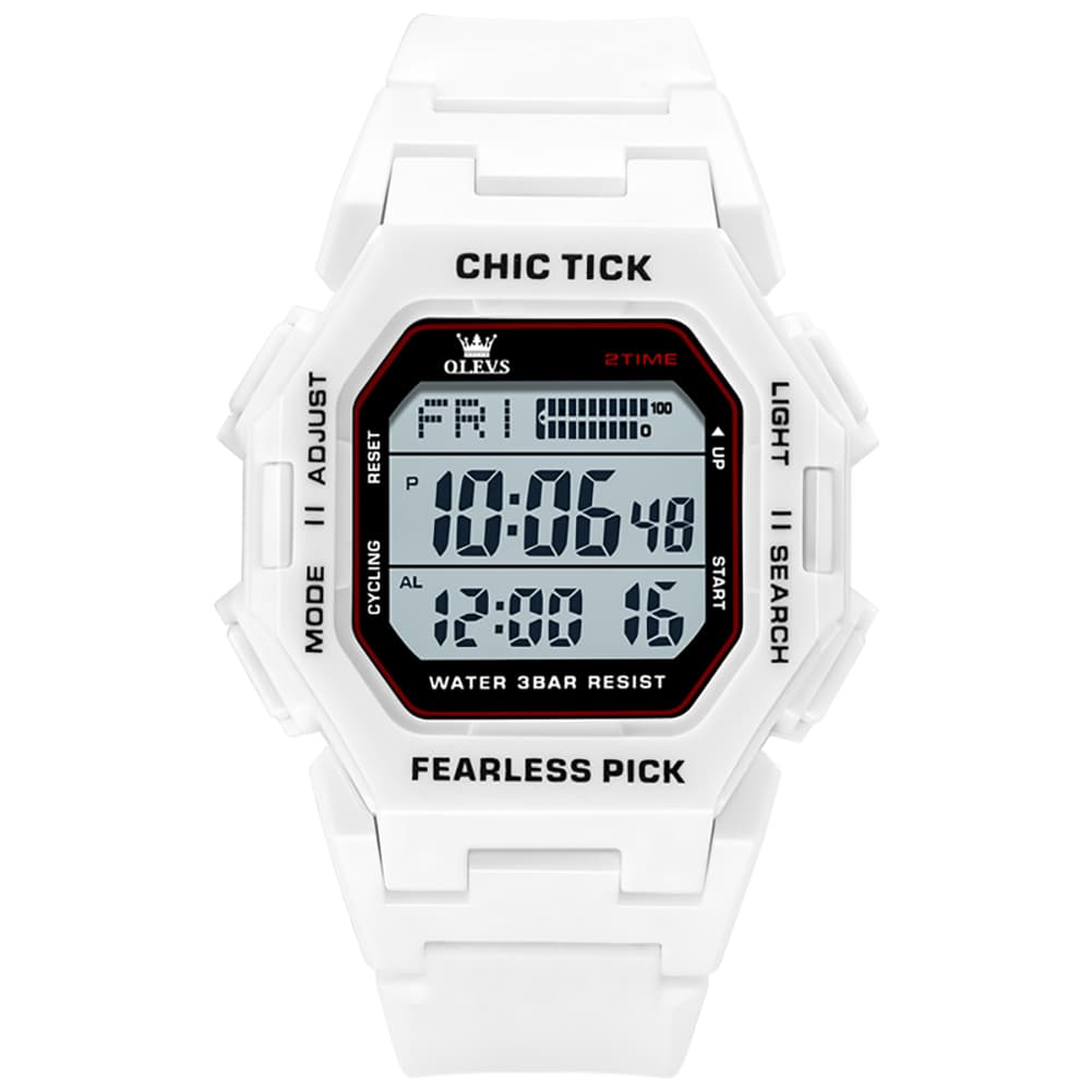 OLEVS 1119 Classic Retro Octagon Digital Sport Watch Unisex - All Black Watch | Olevs Watch Store