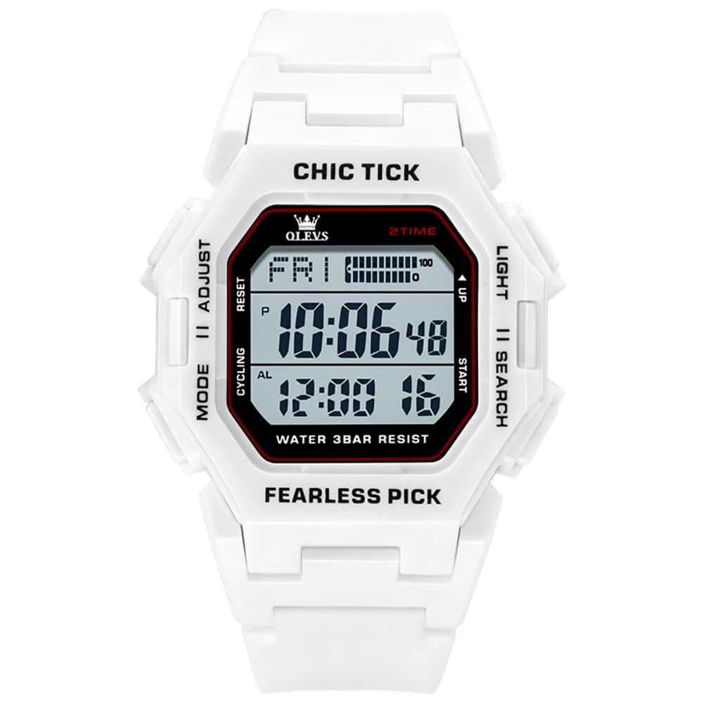 OLEVS 1119 Classic Retro Octagon Digital Sport Watch Unisex - All Black Watch | Olevs Watch Store