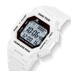 OLEVS 1119 Classic Retro Octagon Digital Sport Watch Unisex - Matte White Watch | Olevs Watch Store