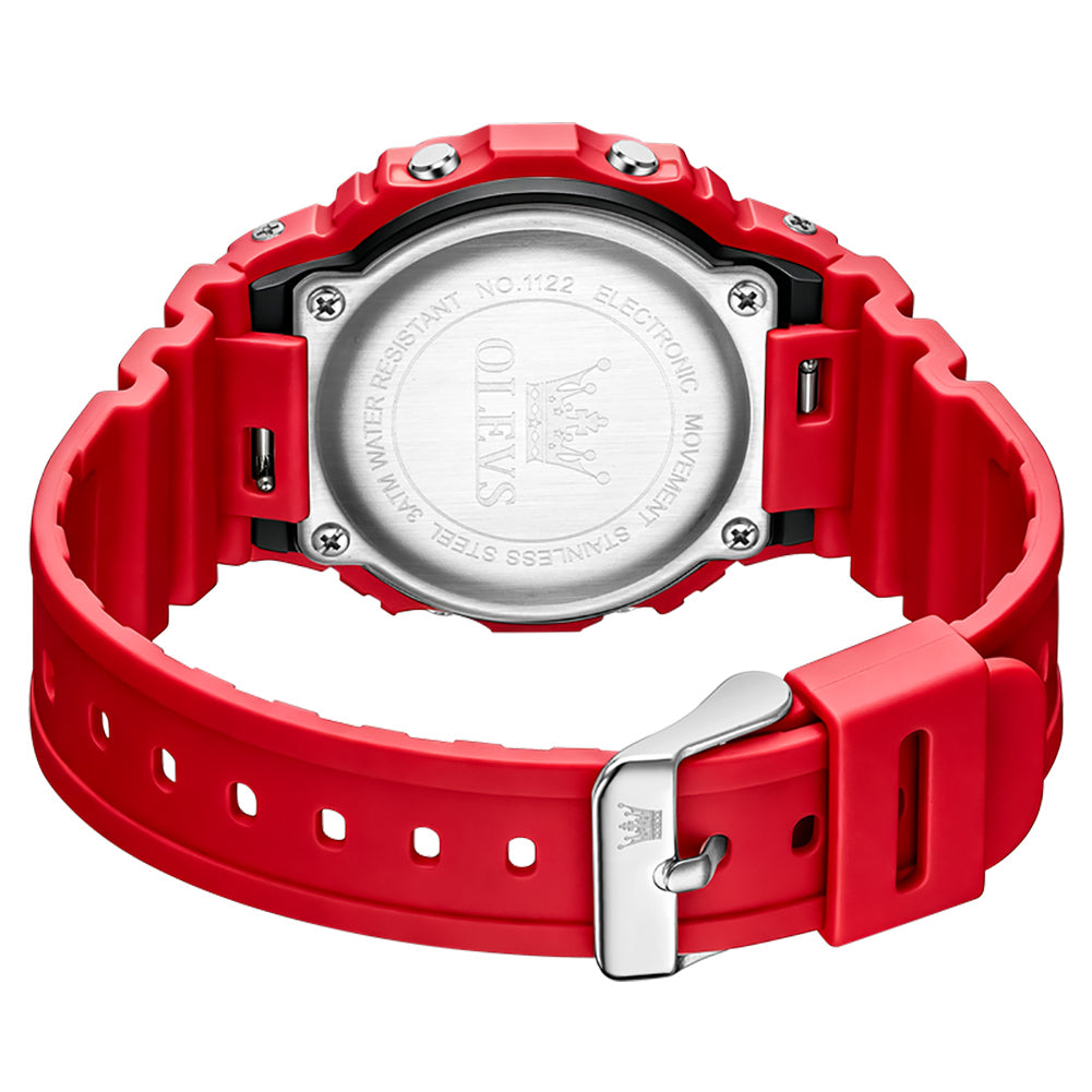 Red strap buckle and case back - OLEVS 1122