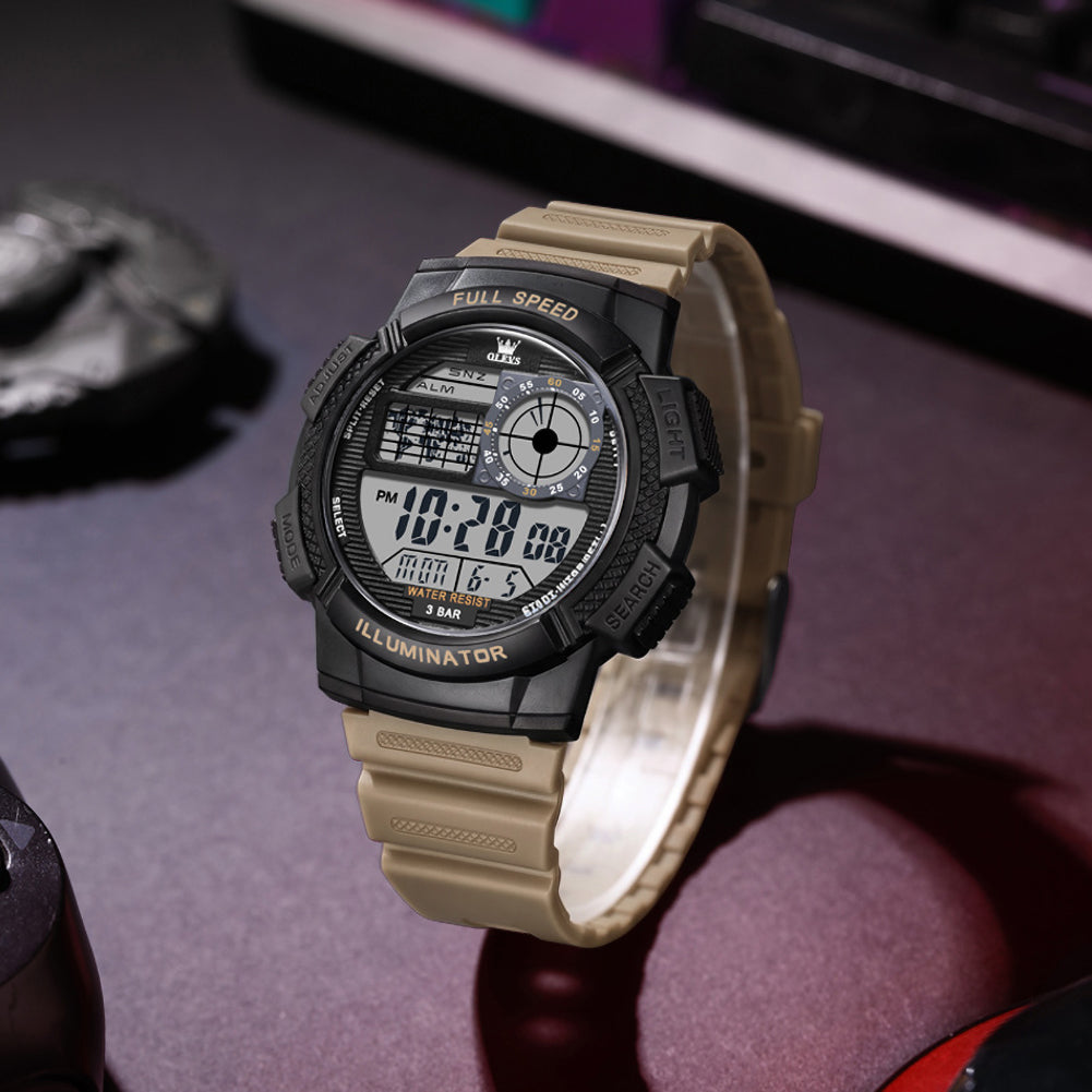 khaki digital sports watch - OLEVS 1123