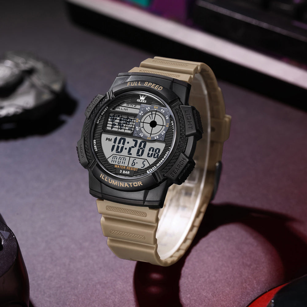 khaki digital sports watch - OLEVS 1123