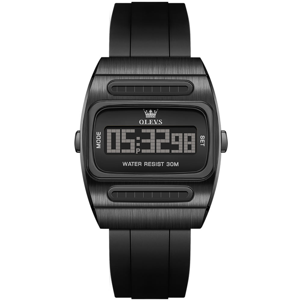 Black case and silicone strap front - OLEVS 1125