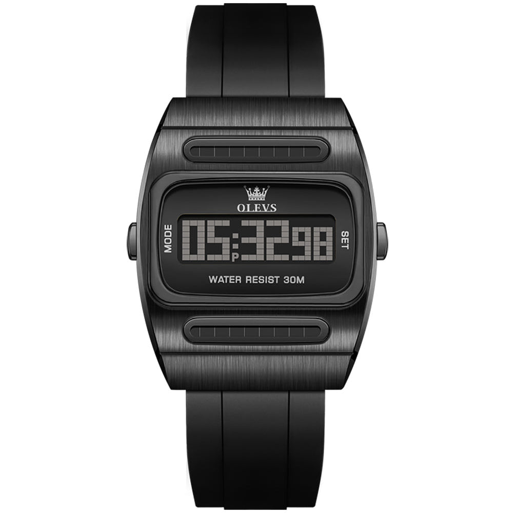Black case and silicone strap front - OLEVS 1125