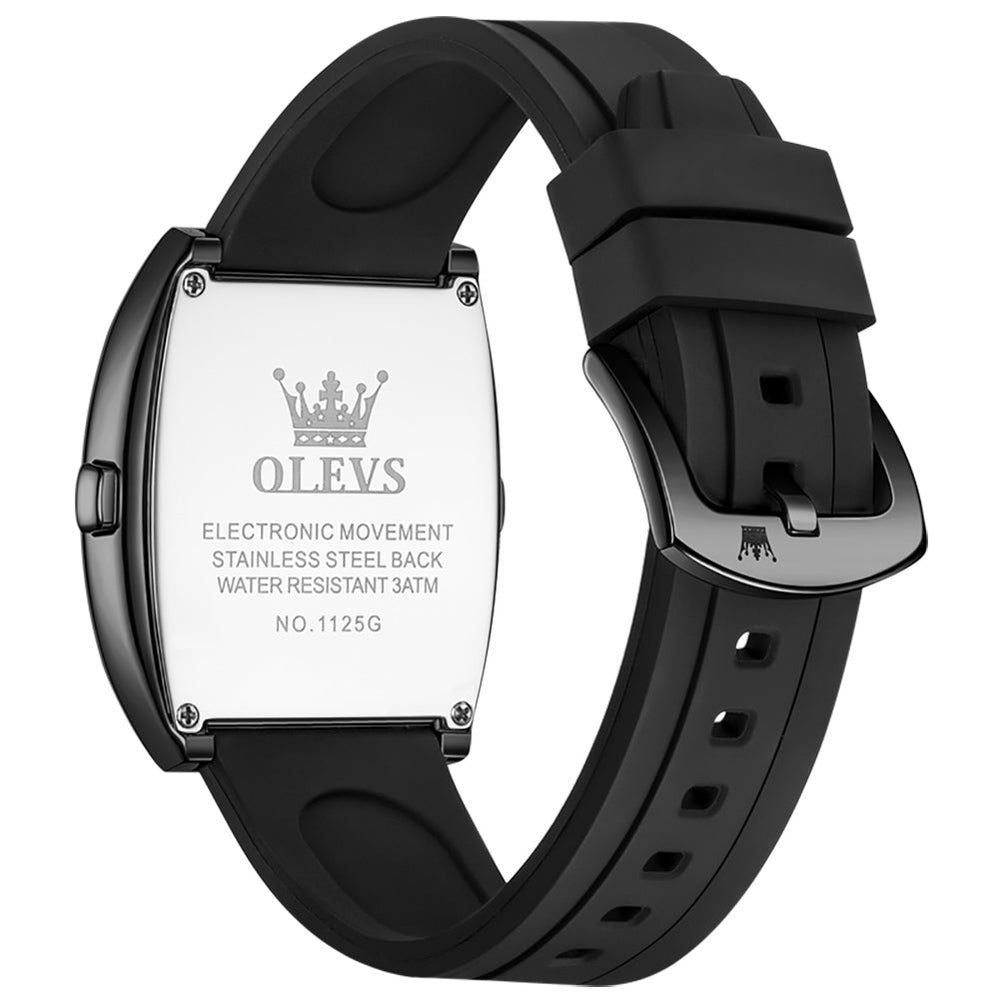 Stainless steel caseback and silicone strap pin buckle - OLEVS 1125