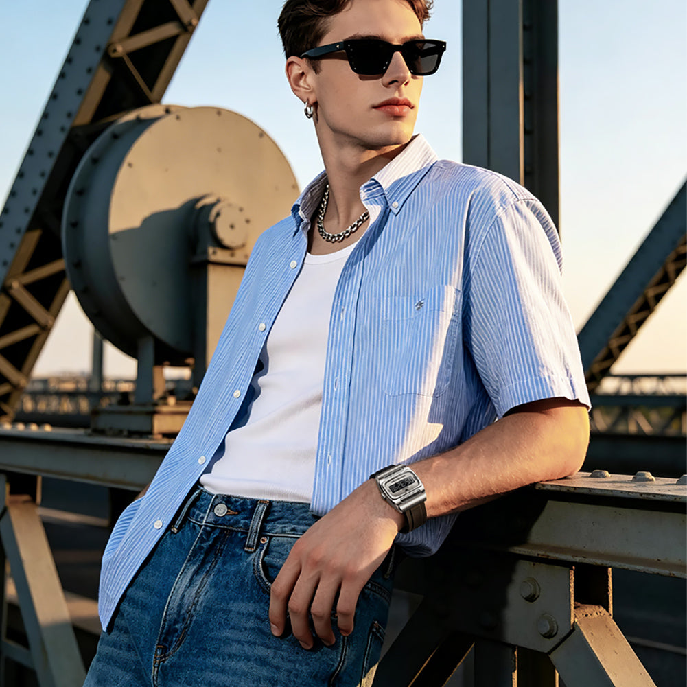 Silver digital watch streetwear styling - OLEVS 1125