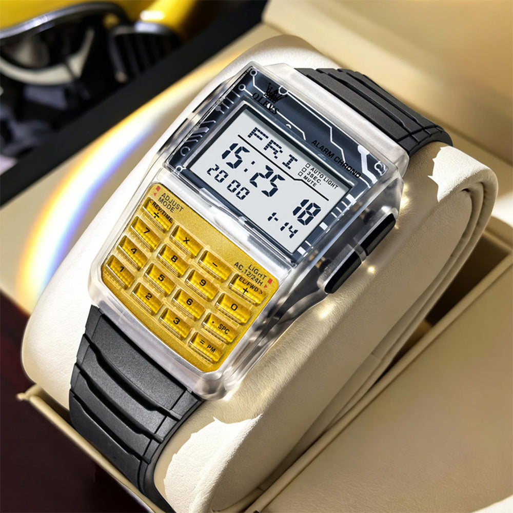 retro digital calculator watch view 17 - OLEVS 1126