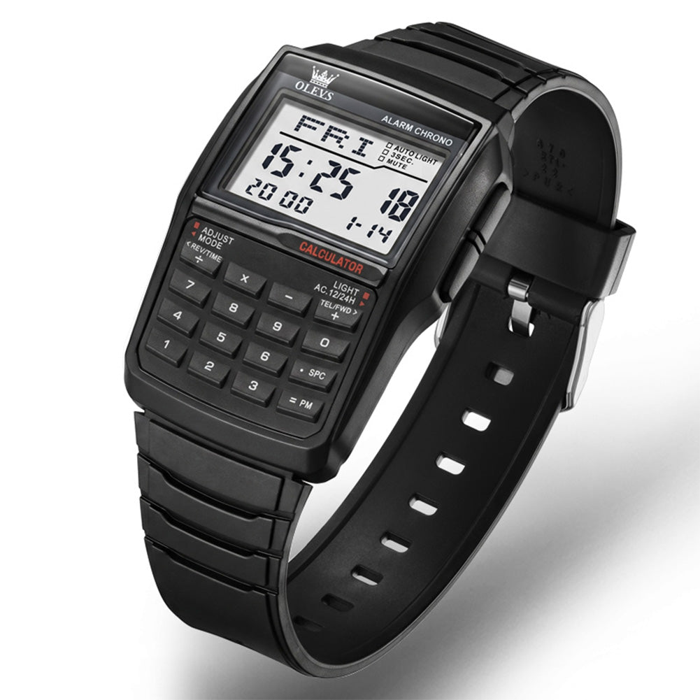 retro digital calculator watch view 3 - OLEVS 1126