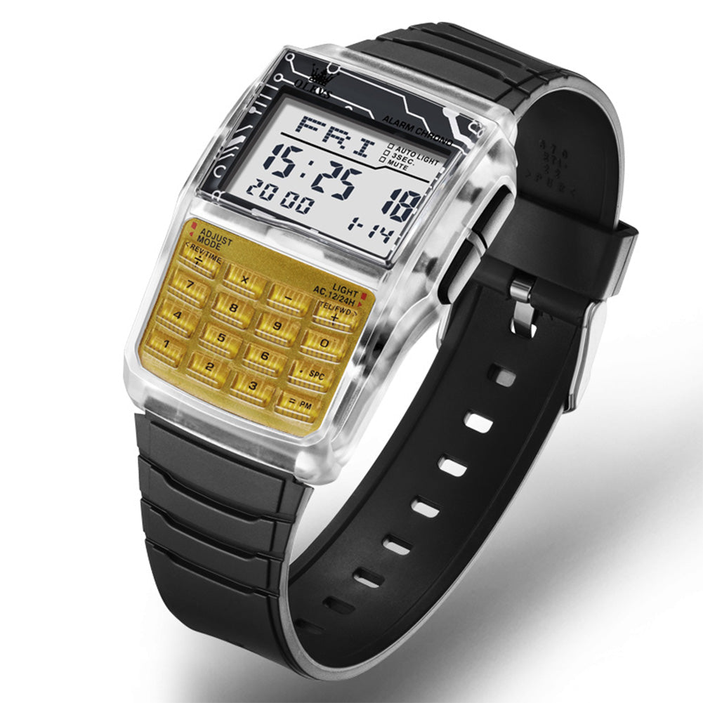 retro digital calculator watch view 4 - OLEVS 1126