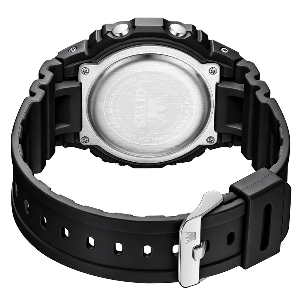 Black resin strap buckle and case back - OLEVS 1127