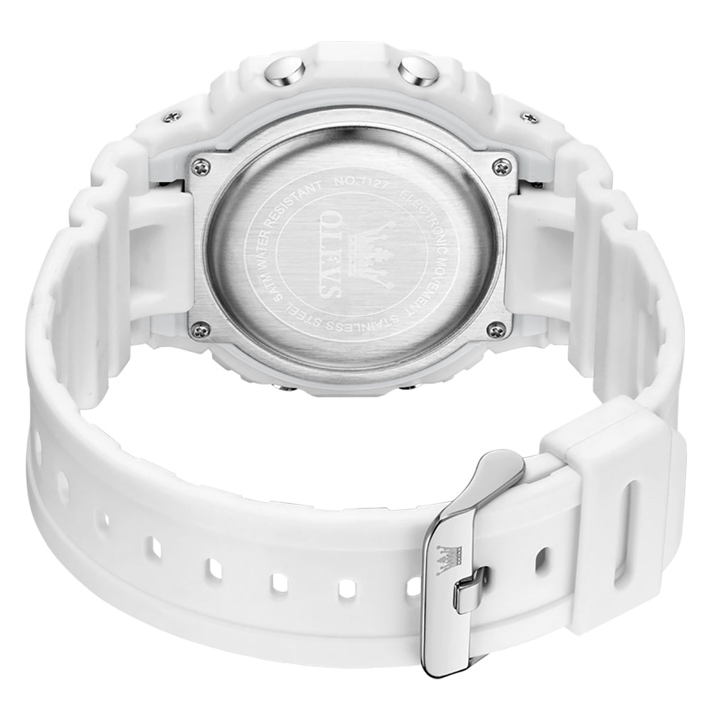 White resin strap buckle and case back - OLEVS 1127