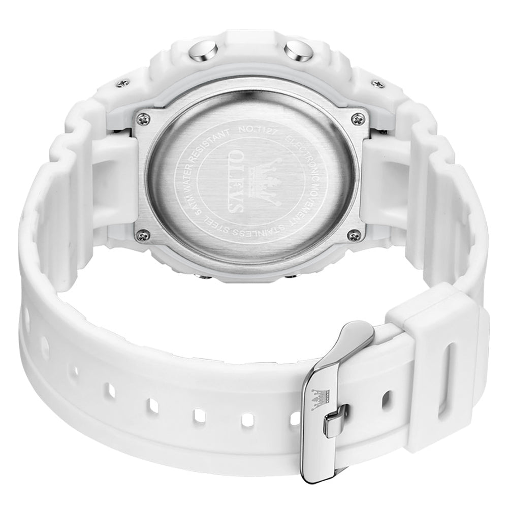 White resin strap buckle and case back - OLEVS 1127