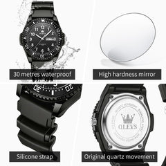 OLEVS 2703 Ultra Light Casual Sport Watch for Men Women - All Black Watch | Olevs Watch Store