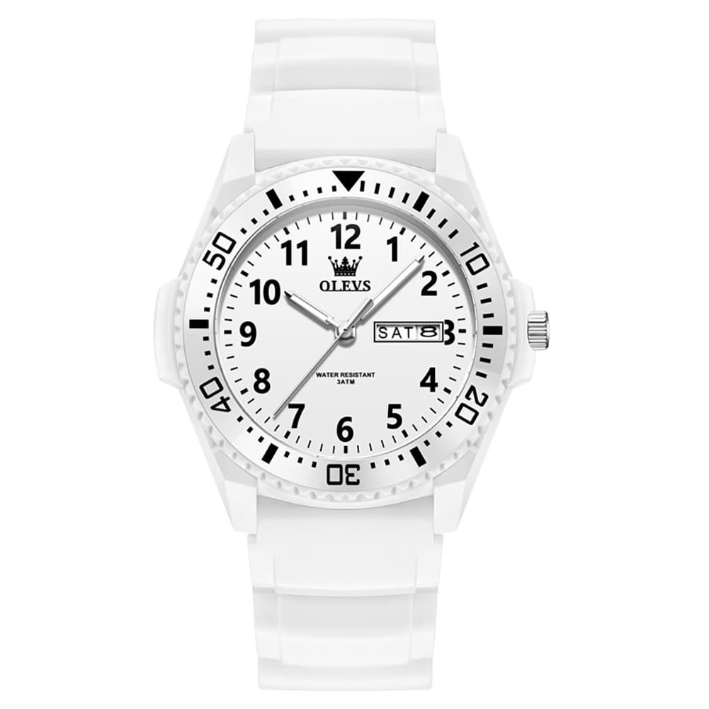 OLEVS 2703 Ultra Light Casual Sport Watch for Men Women - All White Watch | Olevs Watch Store