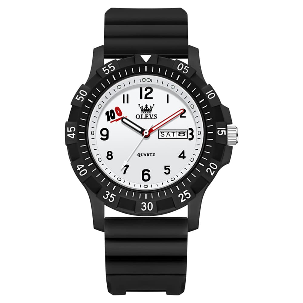 OLEVS 2705 Campus Good Luck Sport Watch for Youth Students - Black White Watch | Olevs Watch Store