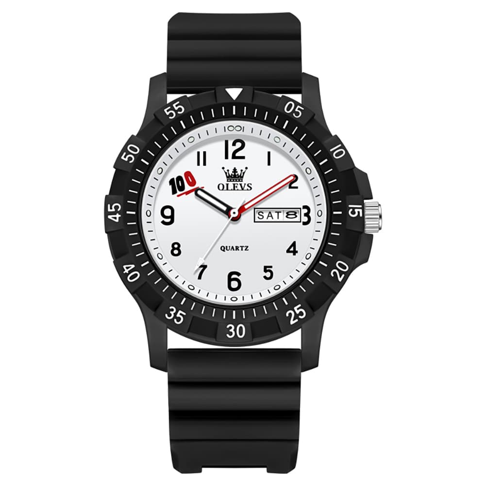 OLEVS 2705 Campus Good Luck Sport Watch for Youth Students - Black White Watch | Olevs Watch Store
