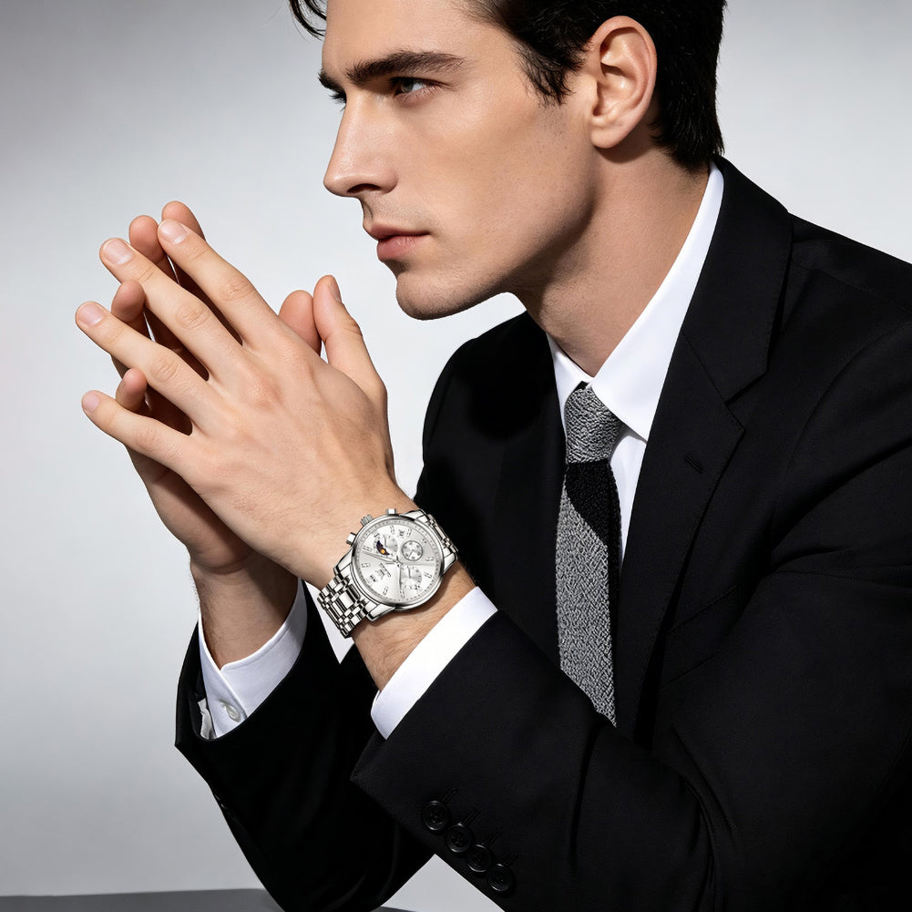 quartz watch worn on wrist - OLEVS 2718