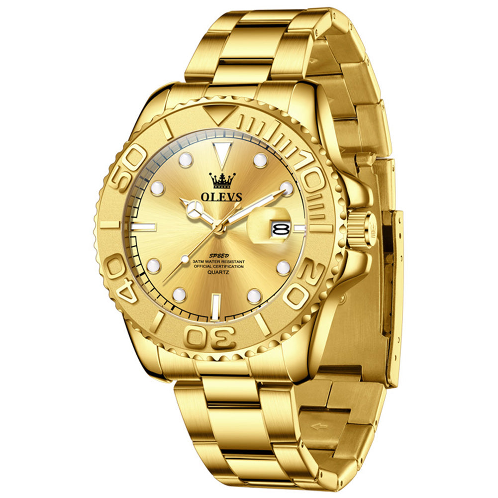 All Gold quartz date watch - OLEVS 2720
