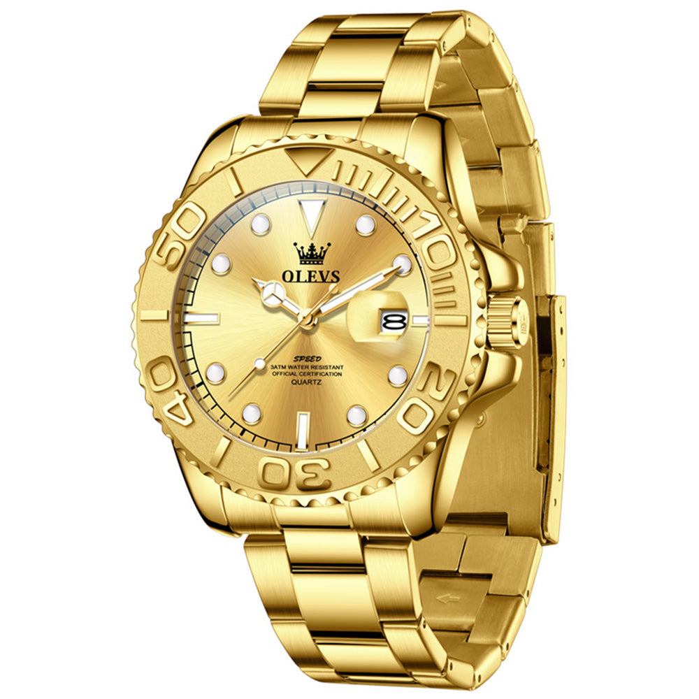 All Gold quartz date watch - OLEVS 2720