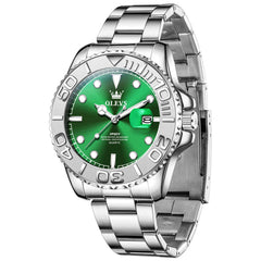 Silver Green quartz date watch - OLEVS 2720