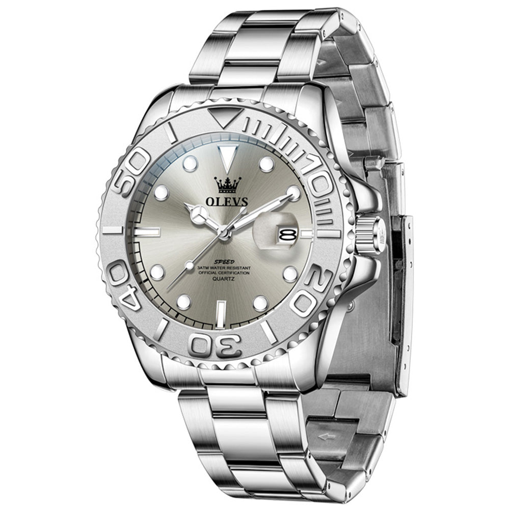 Silver Gray quartz date watch - OLEVS 2720